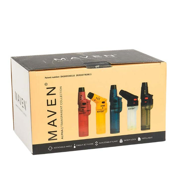 Maven Alpha Transparent Torch Lighters - 15ct